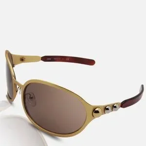 Chloe CE149S 743 Gold/brown Lens 69mm Sunglasses 820 with box + cloth Chloé // Gold CE122S Round Sunglasses – VSP Consignment main image 4